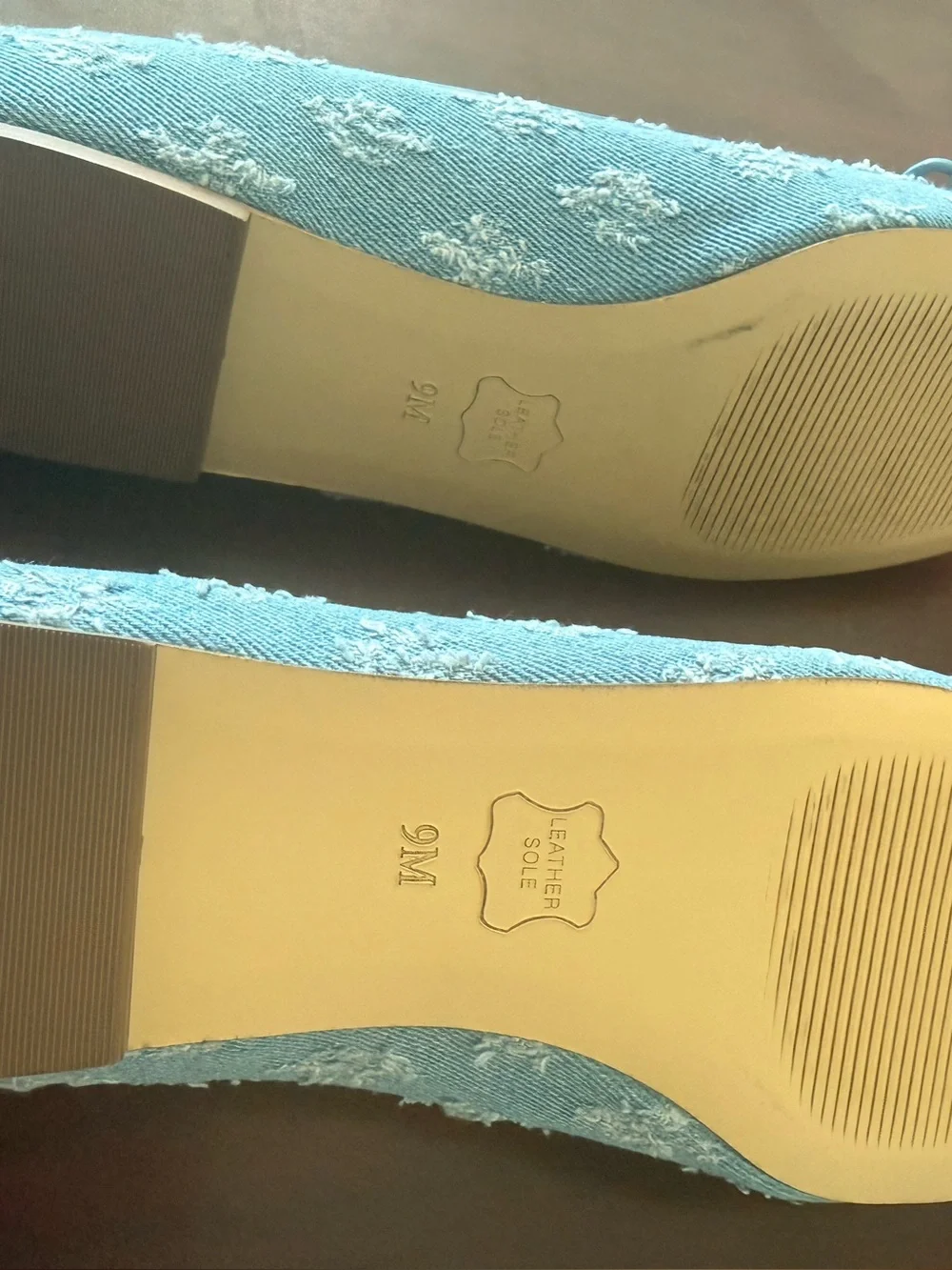 Talbots Sky Blue Denim Ballet Flats with Bow Trim